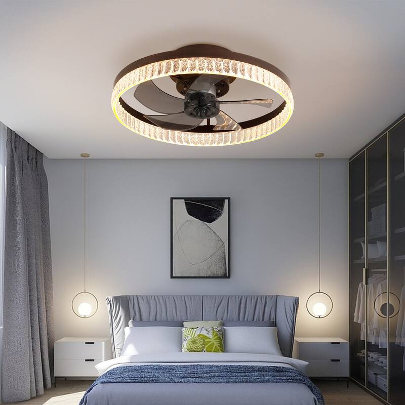 Remote Control Flush Mount Ceiling Fan Silent Fan Light with Adjustable Color Temperature & 6 Adjustable Wind Speeds