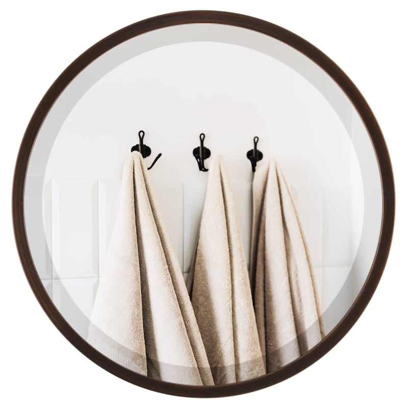 Lincoln Framed Round Mirror - Rubbed Bronze - Rubbed Bronze