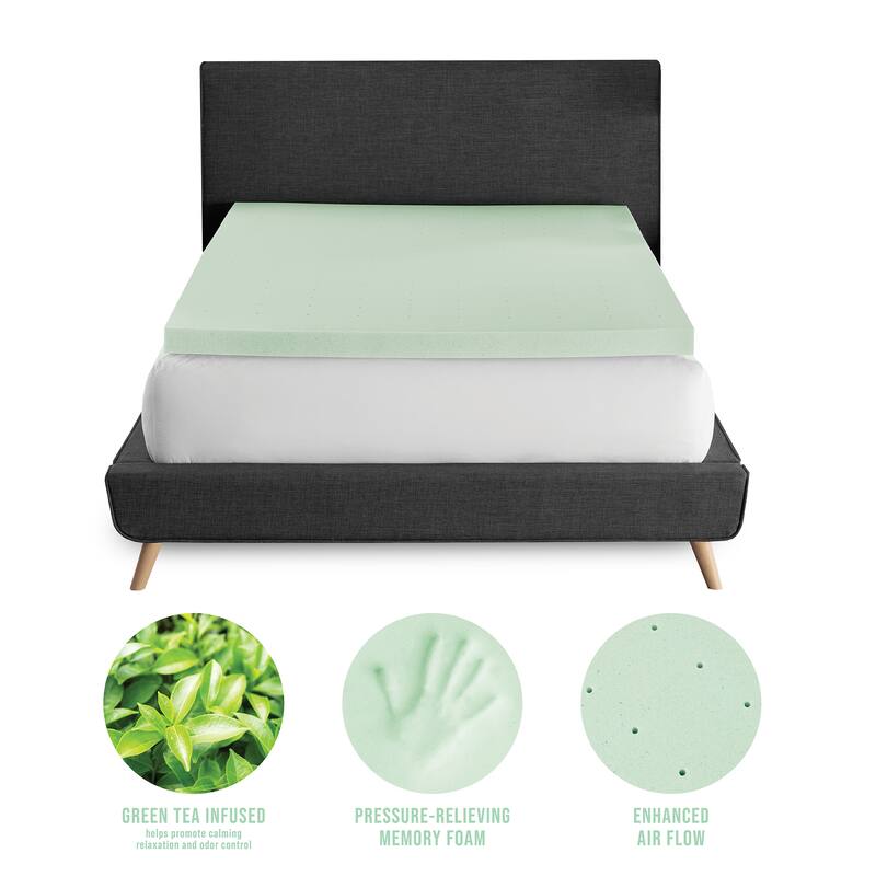 Bodipedic Green Tea Infused Memory Foam Mattress Topper