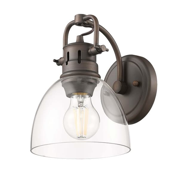 slide 2 of 3, Golden Lighting Duncan 1-Light Wall Sconce - Rubbed Bronze - Clear Glass Rubbed Bronze