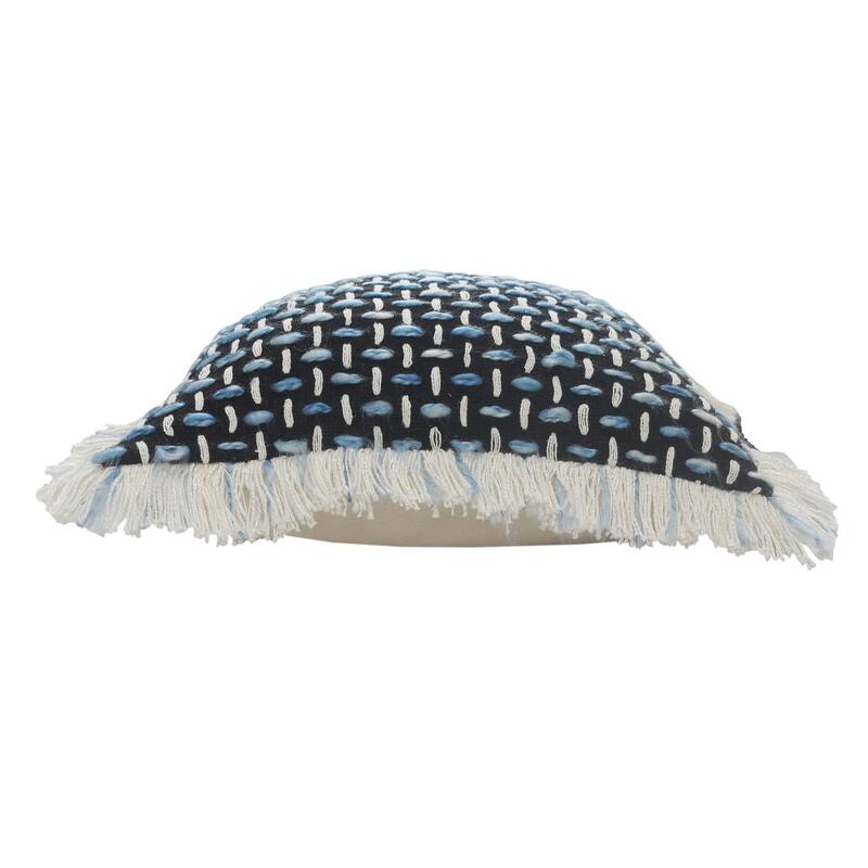 20" Black and Blue Interwoven Square Throw Pillow