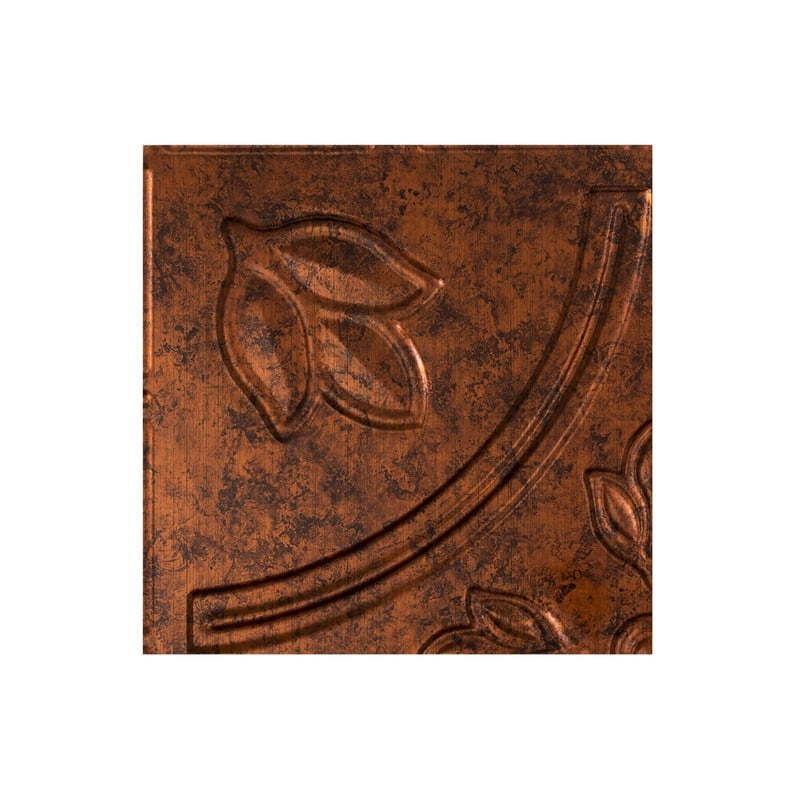 FASÄDE Traditional Style 5 Decorative Vinyl 2ft x 4ft Glue Up Ceiling Panel in Moonstone Copper (5 Pack) - 12in x 12in Sample - Moonstone Copper