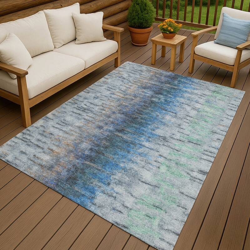 Machine Washable Indoor/ Outdoor Contemporary Ombre Chantille Rug