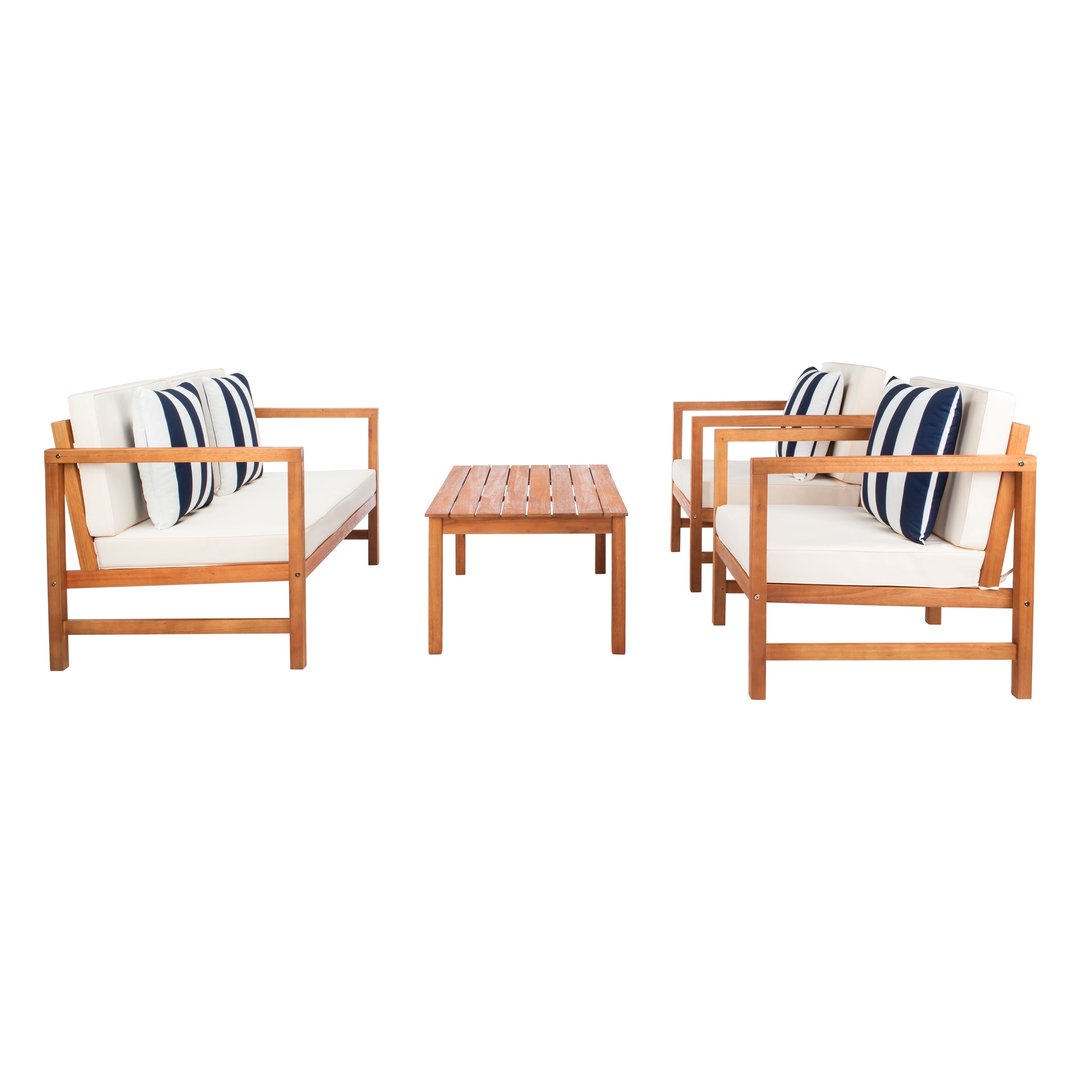 SAFAVIEH Outdoor Montez 4 piece Conversation Set with Accent Pillows Bed Bath Beyond 15973882