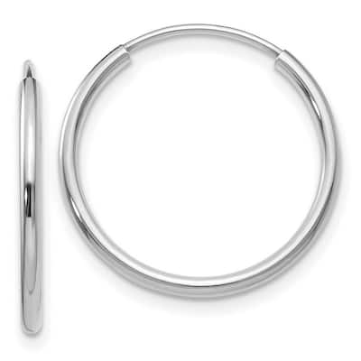 Curata 14k White Gold 1.5x17mm Polished Endless Hoop Earrings