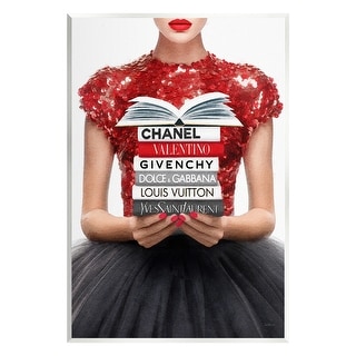 Stupell Red Fashion Books Girl Wall Plaque Art Amanda Greenwood