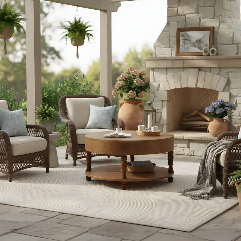 31.5" Modern Round Flip-top Coffee Table with Hidden Compartment