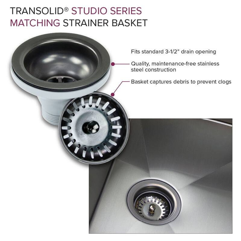 Transolid 15-in x 15-in x 9-in Undermount Stainless Kitchen/Bar Sink, SinkPocket, Grid, Strainer - 15-in x 15-in x 9-in