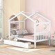preview thumbnail 23 of 47, Wooden House Bed With Drawers White - Twin