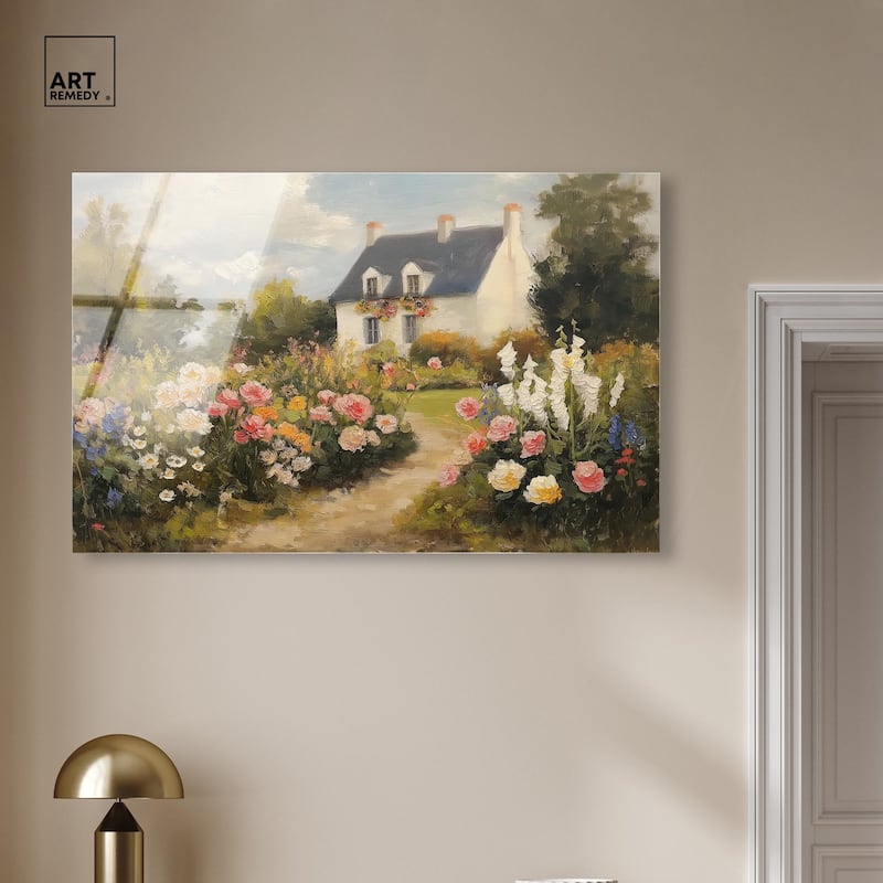 Floral Welcome Acrylic by Art Remedy, Ready to Hang