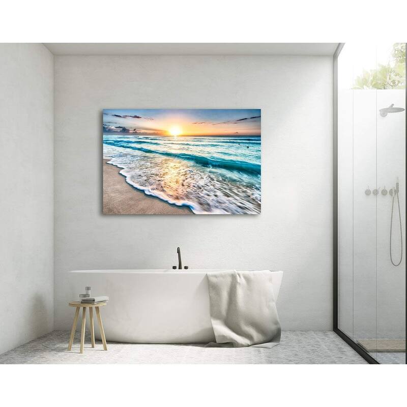 Wall Art Beach Sunset Paintings Ocean Waves Nature Pictures
