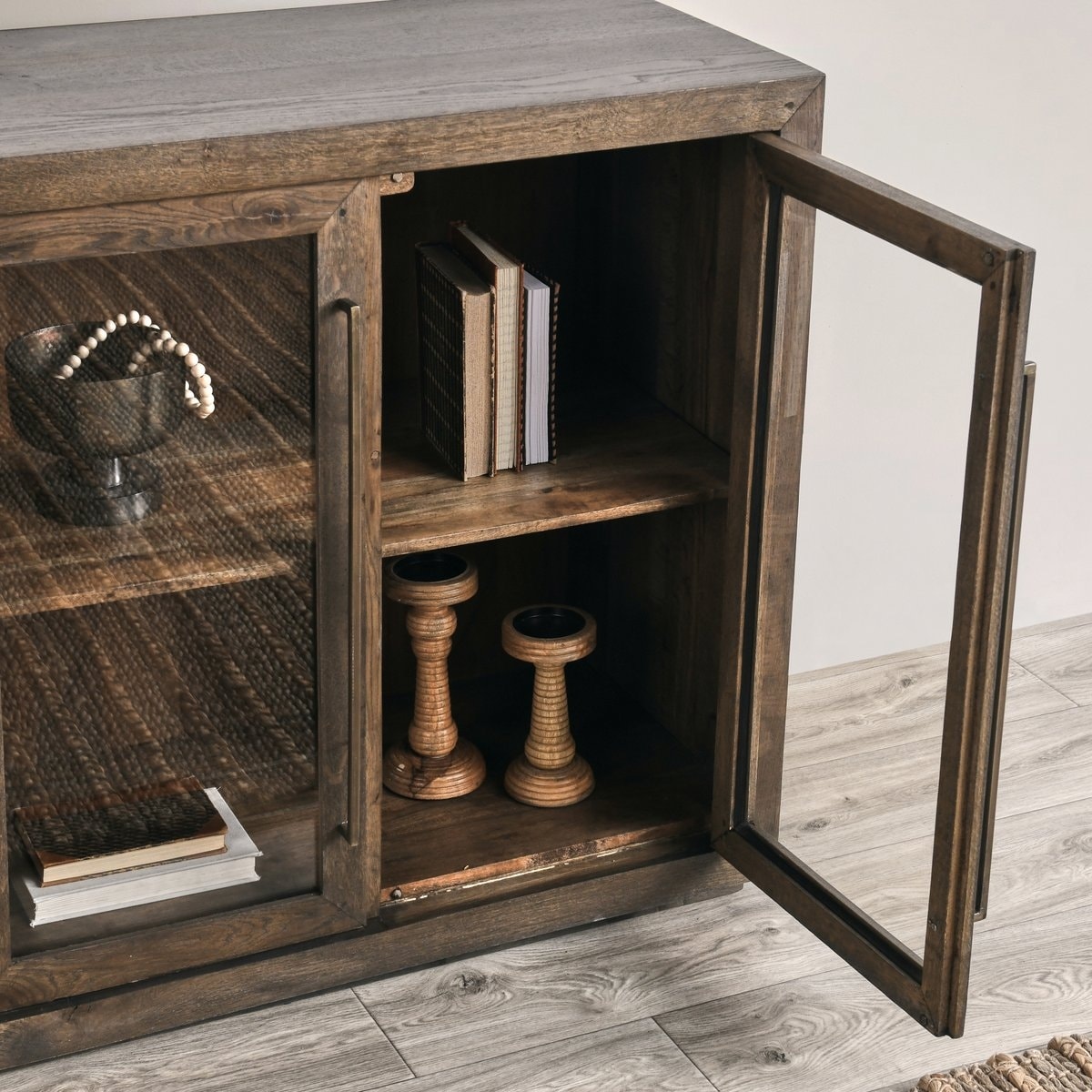 Classic Home Bradley 4-Door Oak Sideboard Buffet - 72Wx18Dx36H