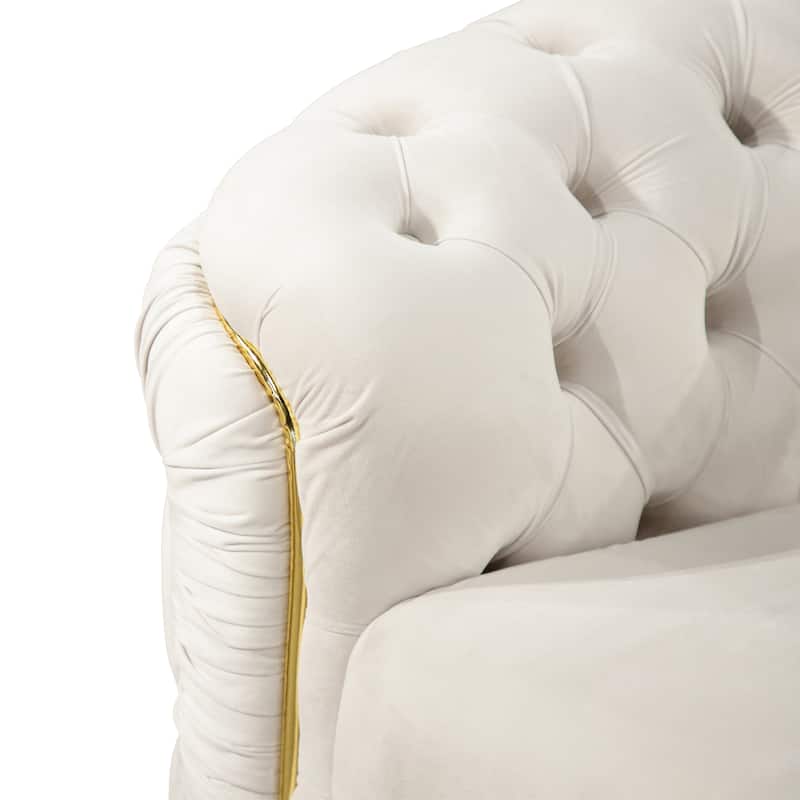 Furniture of America Urgoto Glam Beige Polyester Fabric Button Tufted Loveseat