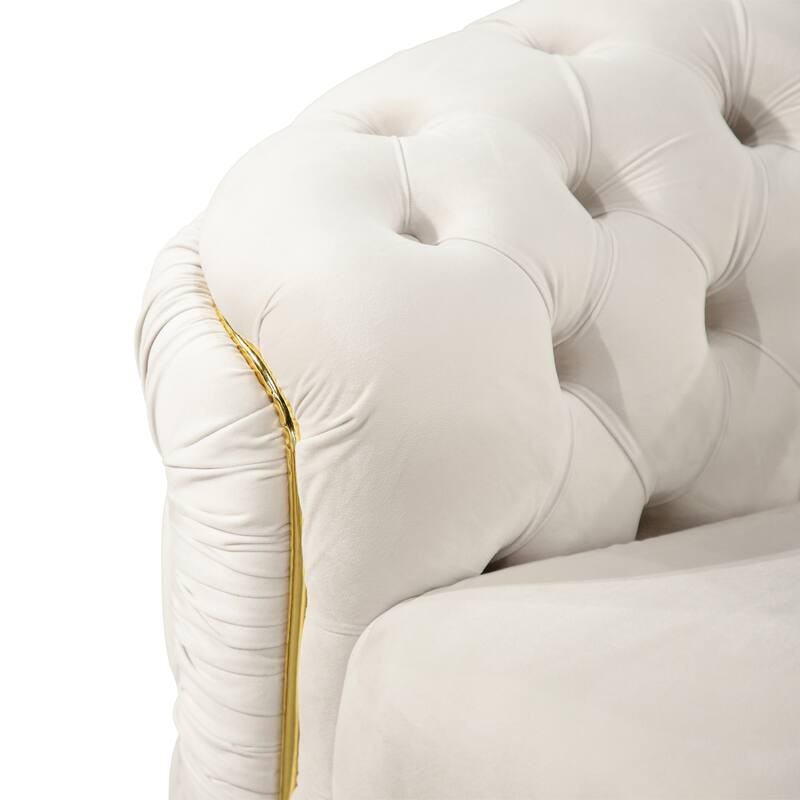 Furniture of America Urgoto Glam Beige Polyester Fabric Button Tufted Sofa