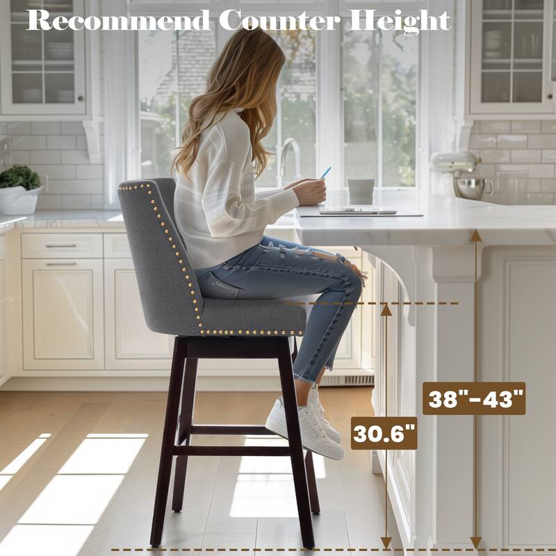 Crestlive Bar Stools Swivel Barstool with Back