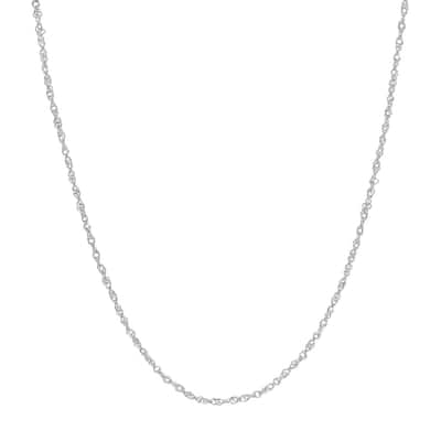 Curata 14k White Gold 0.8mm Diamond Singapore Chain Necklace (Spring Ring)