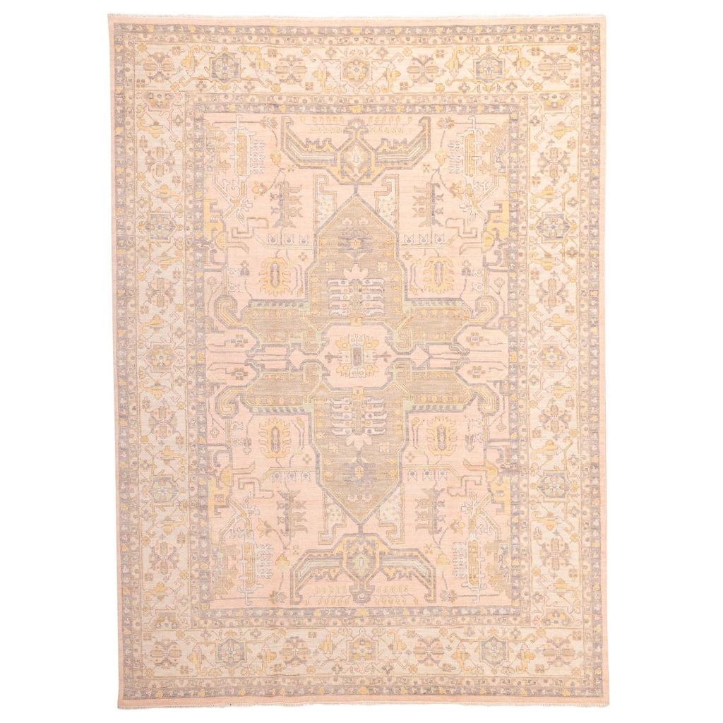 ECARPETGALLERY Hand-knotted Modern Oushak Pink Wool Rug - 10'3 x 13'9