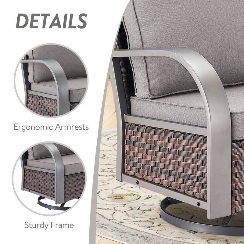 Gymojoy Industrial Style Outdoor Wicker Swivel Glider Chairs Set of 2
