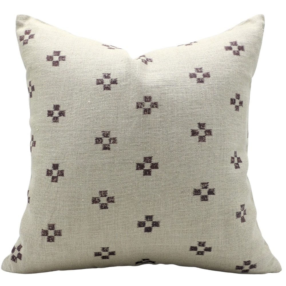 Fabdivine Hand Block Gemotrical Heavy Linen Brown Cushion Cover Home Accent