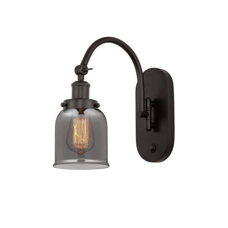 Innovations Lighting Franklin Restoration Bell - 1 Light 5" Sconce - Arm Swivels Side To Side - Oil Rubbed Bronze/Light Smoke