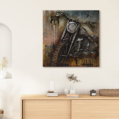 "Motorcycle" Mixed Media Iron Hand Painted Dimensional Wall Art Sculpture