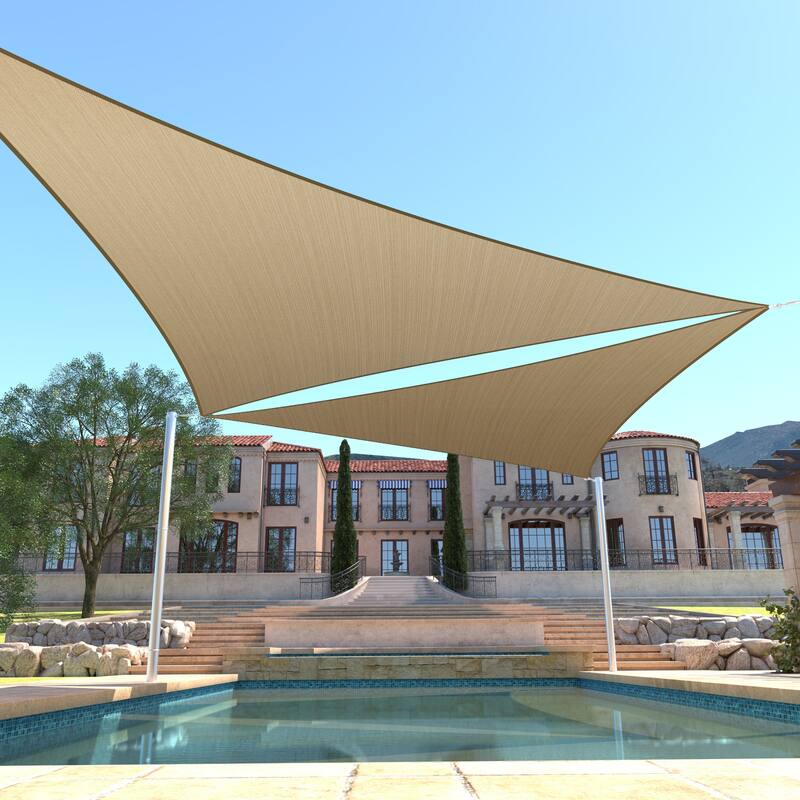 ColourTreeUSA Triangle Sun Shade Sail HDPE Mesh Fabric Screen Canopy UV Block 190 GSM