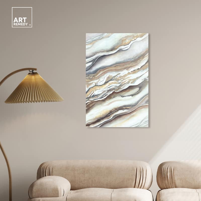 Art Remedy Neutral Lines I Gallery Wrapped Boho Abstract 1 Piece Canvas Wall Art