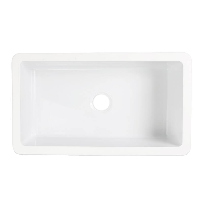 Eden Crisp White Fireclay 31" Undermount Single Bowl Kitchen Sink with Pfirst Faucet Kit