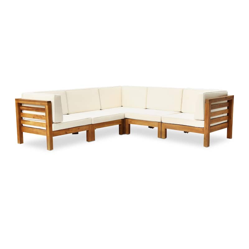 Oana Outdoor 5-seat Acacia Sectional Set by Christopher Knight Home