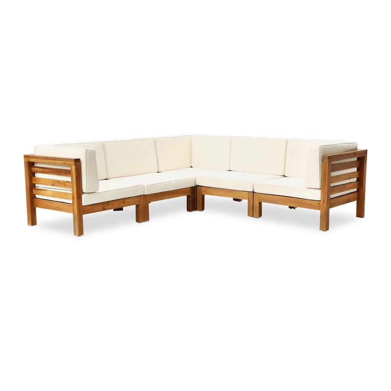 Oana Outdoor 5-seat Acacia Sectional Set by Christopher Knight Home