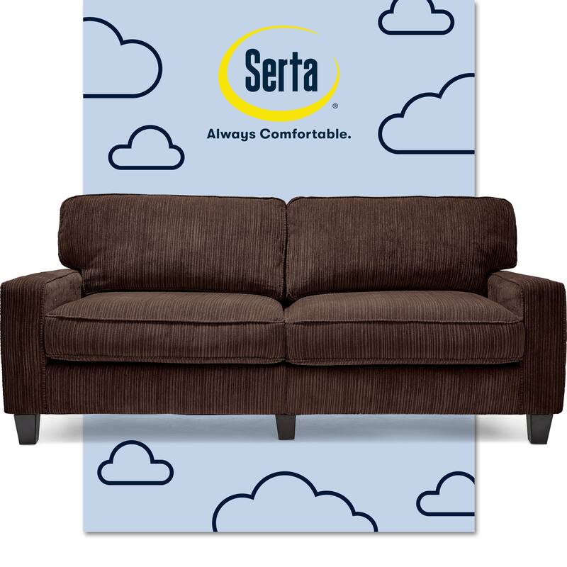 Serta Palisades Upholstered 73" Sofas for Living Room Modern Design Couch, Straight Arms, Soft Upholstery, Tool-Free Assembly - Brown