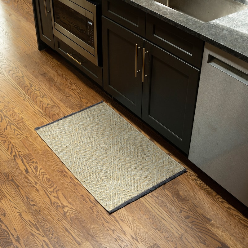 Alameda Solid Color Chevron Machine Washable Indoor Area Rug - 2' x 3' - Green/Sage Green