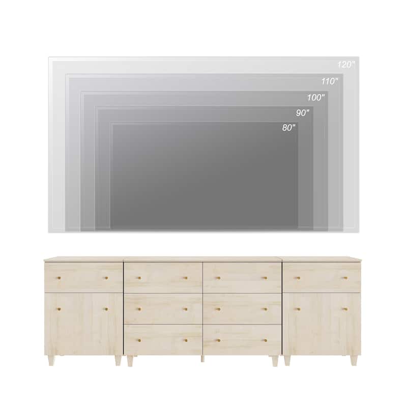 3-in-1 TV Stand Cabinets with Doors and Drawers for 100 Inches TVs