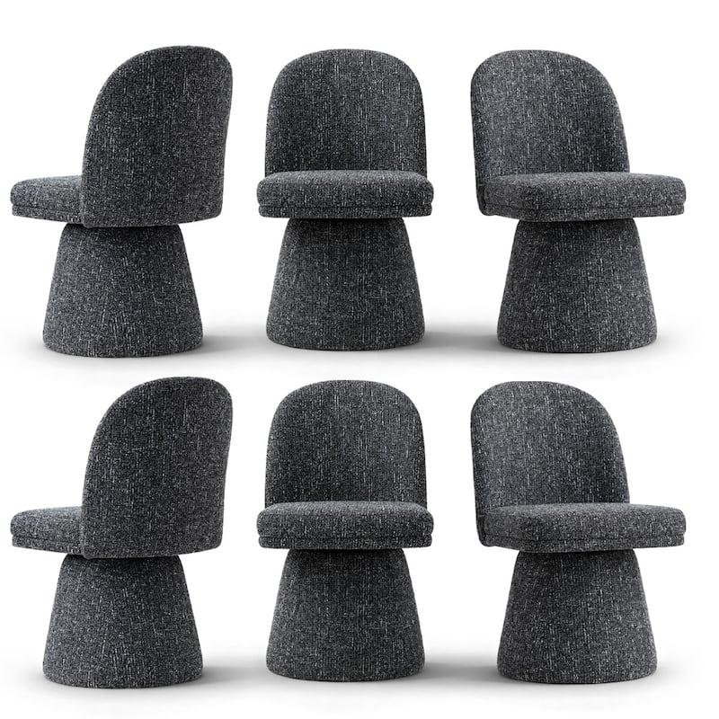 Upholstered Swivel Dining Chair(Set of 6) - Black