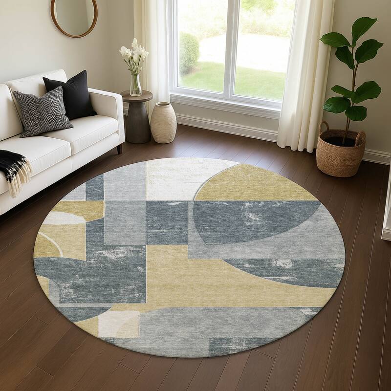 Premium Washable Super Soft Geo Modern Mayfield Rug - Gray - 8' x 8'
