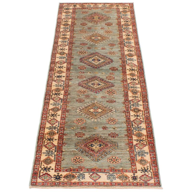 ECARPETGALLERY Hand-knotted Aryana Green Wool Rug - 2'8 x 8'4