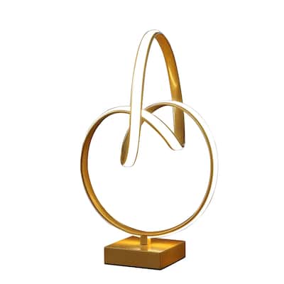 19" Modern Gold Metal Abstract Geometric LED Table Lamp Light with Warm White Glow and Cord Switch - 19"H x 12"W x 12"D