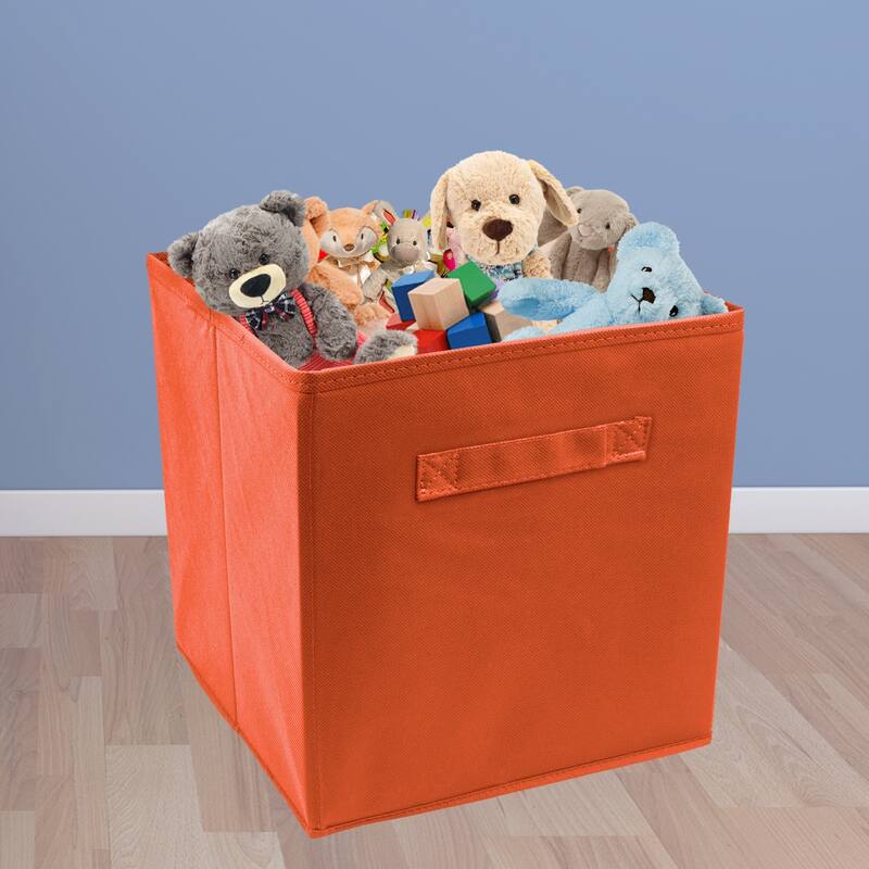 Sorbus Foldable Storage Cube Basket Bin (6 Pack, Orange)