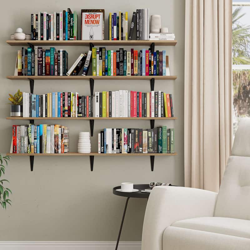 48'' Large Shelves for Wall Decor, Shelving Units and Storage, Wall Shelves for Living Room, Burnt
