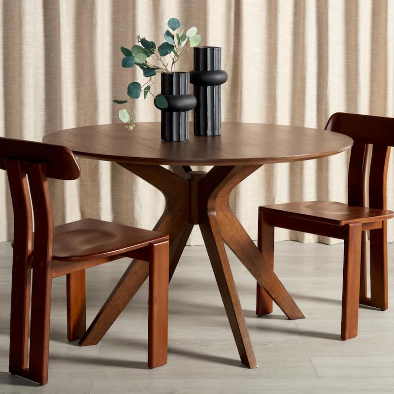 SAFAVIEH Couture Meiko 46-inch Round Dining Table - 46 In W x 46 In D x 30 In H - 46Wx46Dx30H - Walnut