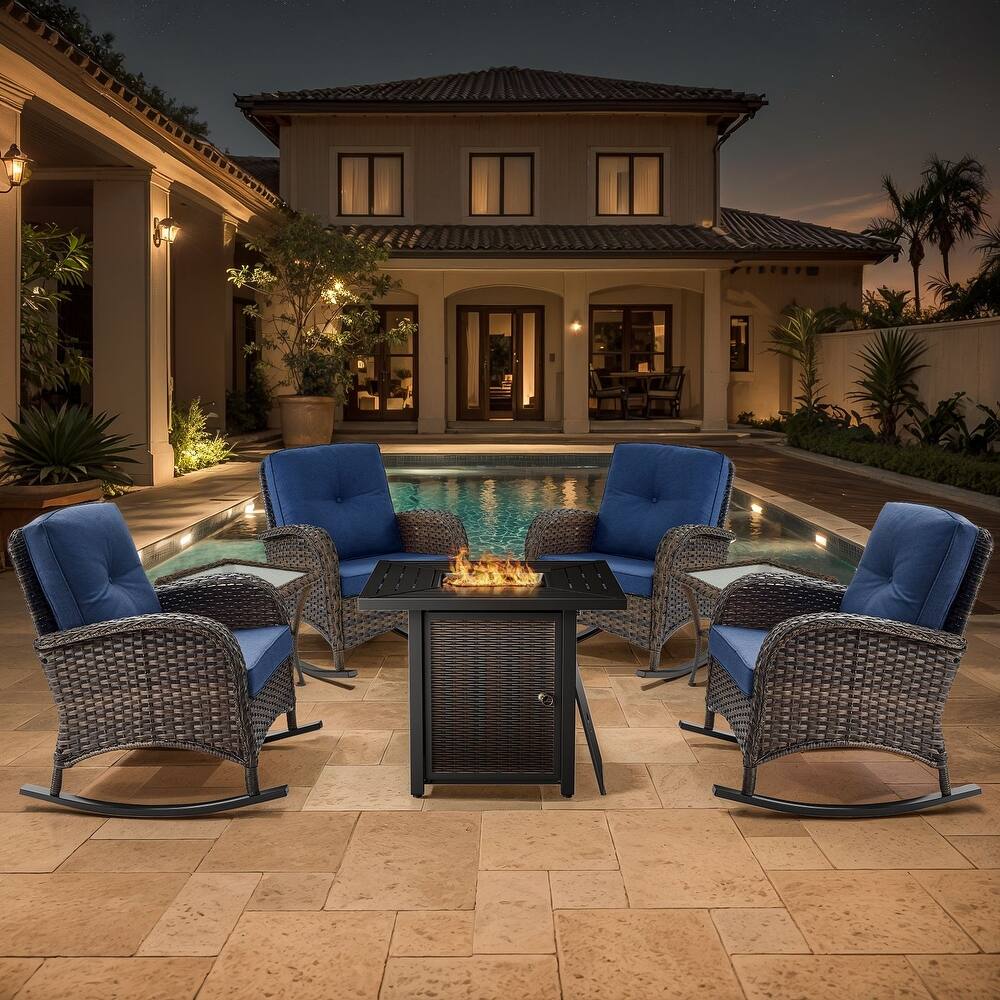 Gymojoy Outdoor Patio Chair & Fire Pit Set Luxurious Comfort Conversation Set