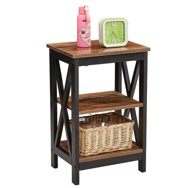 Shop Black Friday Deals On Vecelo 3 Tier Nightstand Bedside Table Sofa Table End Table X Frame Black Brown 2 Options On Sale Overstock 27468613