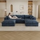 preview thumbnail 112 of 147, Modular Sectional Sofa Corduroy Upholstered Sleeper Sofa Convertible Cloud Accent Couch Deep Seat Chaise Lounge, DIY Combination 3 Seat with 2 Otto - Blue