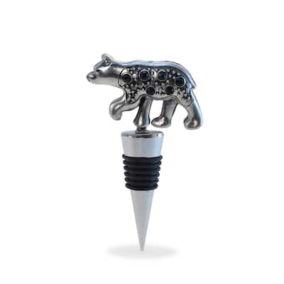 Cheers Black Bear Metal Wine Stopper - Elegant Vacuum Seal Reusable - 5 inches