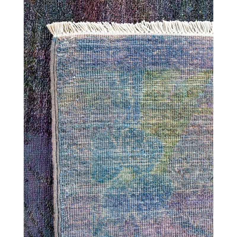 Overton Hand Knotted Wool Vintage Inspired Modern Contemporary Overdyed Purple Area Rug - 9' 0" x 12' 9"
