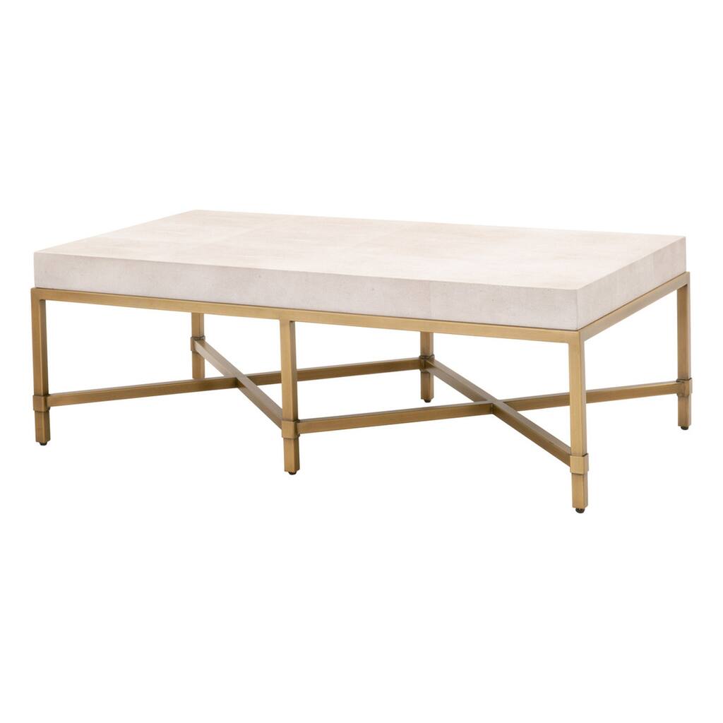 Coffee Table with Faux Shagreen Top, Off White