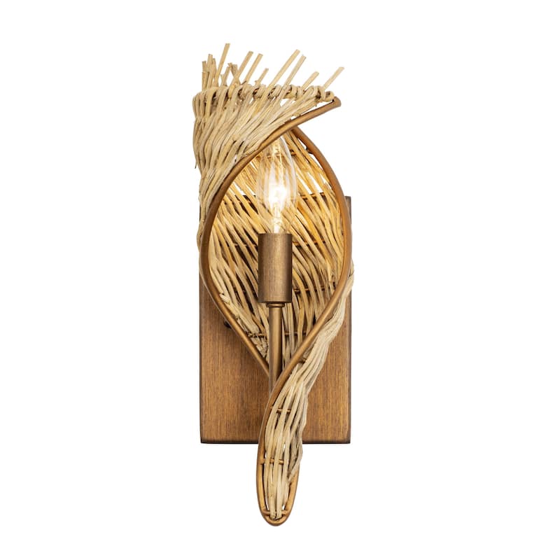 Varaluz Flow 1-Light Wall Sconce - Left - Baguette w/ Rattan