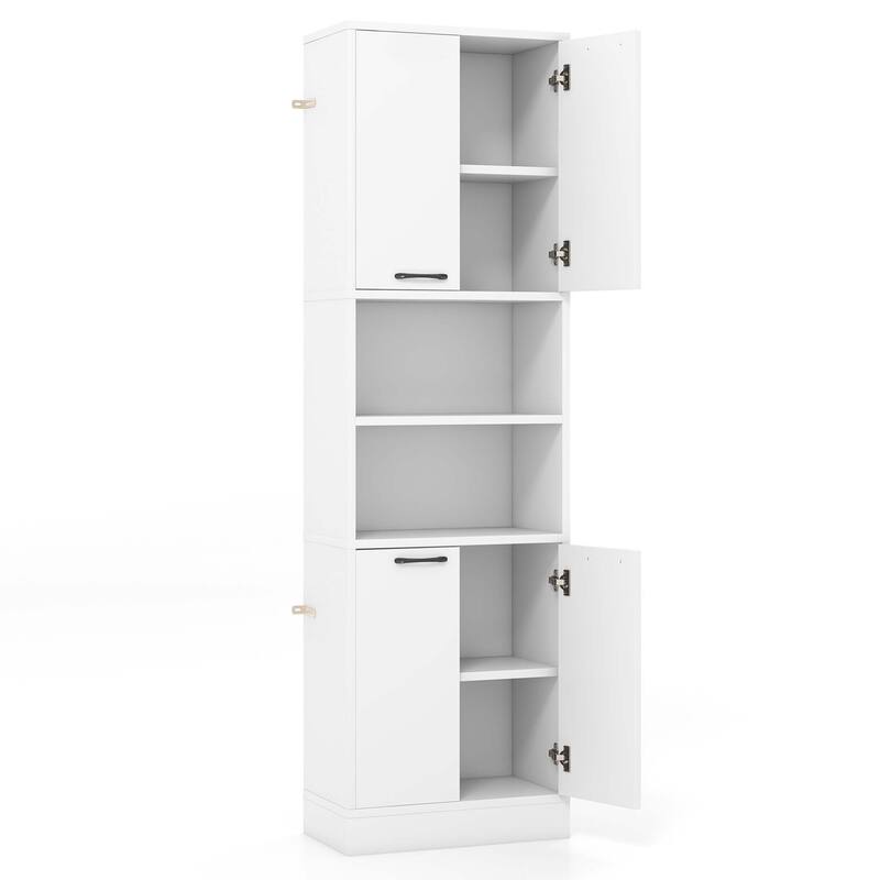 Costway 75" Tall Bathroom Storage Cabinet with 4 Doors & 2 Open - See Details