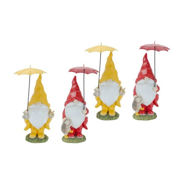 slide 2 of 5, Gnome w/Umbrella (Set of 4) - 4.25 x 3.5 x 8.75; 4.5 x 3.5 x 6.5
