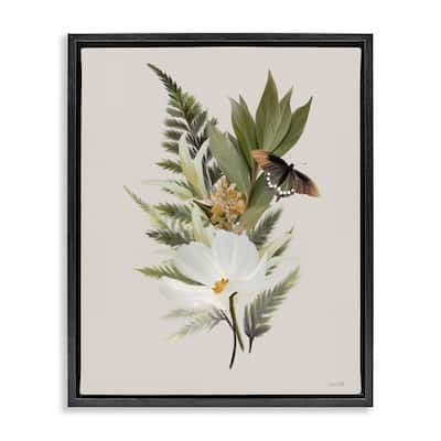Stupell Flower Sprigs & Butterfly Framed Floater Canvas Wall Art Design By House Fenway